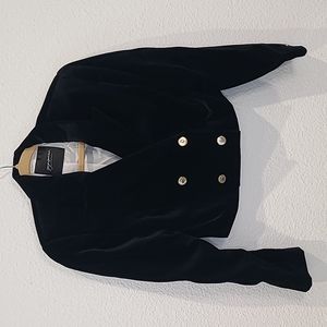 Vintage Georges Marciano black velvet crop blazer jacket size 6